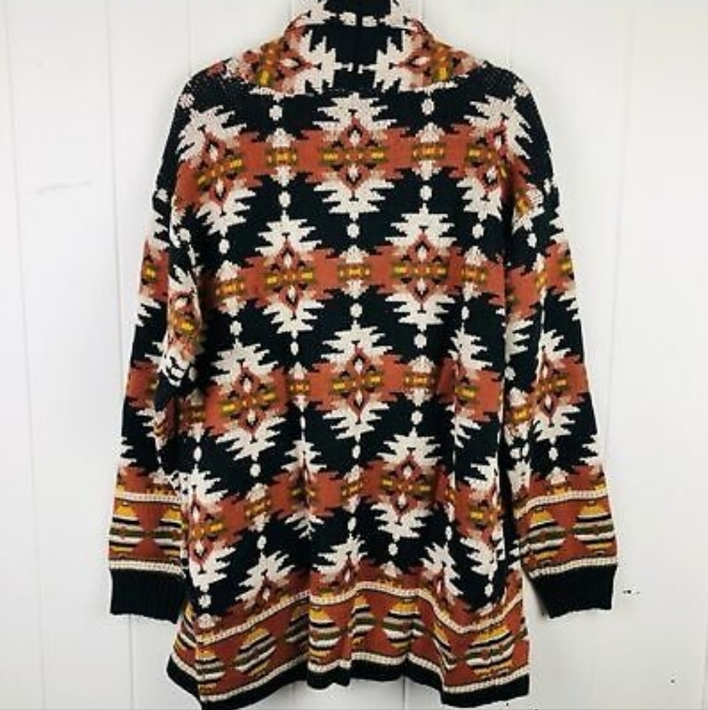 Lucky Brand Aztec Open Front Knit Cardigan Sweater - Picture 8 of 16
